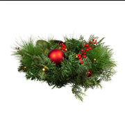 Kurt Adler 26-Inch Battery-Operated Pre-Lit Red And Green Wall Tree With Bow