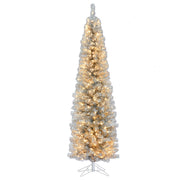 Kurt Adler 7-Foot Led Silver Tinsel Slim Winchester Tree