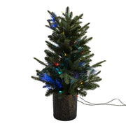 Kurt Adler 32-Inch Northern Light Pot Tree with Fiber-Optics and Multi-Color LED Lights