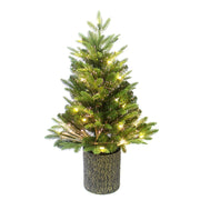 Kurt Adler 32-Inch Northern Light Pot Tree with Fiber-Optics and Warm White LED Lights