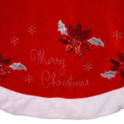 Kurt Adler 72-Inch Red and White Velvet Merry Christmas Applique Treeskirt