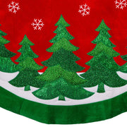 Kurt Adler 48-Inch Red Velvet with Green Trees Tree Skirt