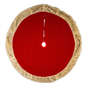 Kurt Adler 48-Inch Red Knit Tree Skirt with Tan Faux Fur Border