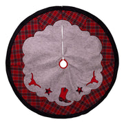 Kurt Adler 48-Inch Plaid Cowboy Design Appliqué and Embroidered Western Felt Tree Skirt