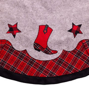 Kurt Adler 48-Inch Plaid Cowboy Design Appliqué and Embroidered Western Felt Tree Skirt