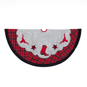 Kurt Adler 48-Inch Plaid Cowboy Design Appliqué and Embroidered Western Felt Tree Skirt