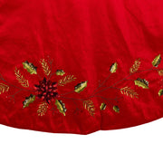 Kurt Adler 72-Inch Red Dupion Tree Skirt with Multi Sequin Poinsettia