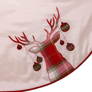 Kurt Adler 60-Inch Ivory Dupion Tree Skirt with Reindeer Appliqué Embroidery