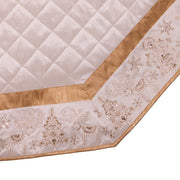 Kurt Adler 60-Inch Ivory Dupion With Center Quilting and Embroidered Border Tree Skirt