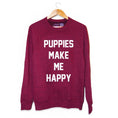 Load image into Gallery viewer, Puppies Make Me Happy | Maroon Crewneck Sweatshirt
