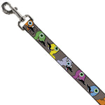 Dog Leash - Cute Dinosaurs w/Mustaches Gray