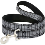 Dog Leash - Plaid Curls Gray