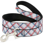Dog Leash - Plaid X White/Red/Turquoise/Gray