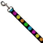 Dog Leash - Smiley Face Melted Repeat Black/Multi Neon