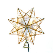 Kurt Adler 10-Light LED Capiz with Scroll Accents Star Tree Topper