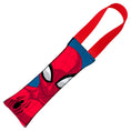 Load image into Gallery viewer, 2016 SPIDER-MAN Dog Toy Squeaky Tug Toy - Spider-Man Pose + Round Spider Icon CLOSE-UP Blue Red - Red Webbing
