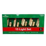 Kurt Adler UL 15-Light White Triple Candle Extended Light Set with Ivory Candle Shaft, Gold Dripping Wax and Amber Bulbs