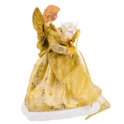 Kurt Adler UL 10-Light 12-Inch Gold Dress Angel Treetop