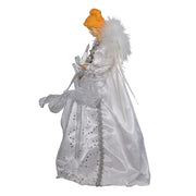 Kurt Adler 14-Inch 10-Light White and Silver Angel Treetop