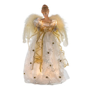 Kurt Adler 16-Inch UL 10-Light Ivory and Gold Angel Treetop
