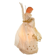 Kurt Adler 14-Inch Ivory and Gold Fiber Optic Animated Angel Treetop