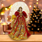 Kurt Adler 18-inch Red and Gold Multi-colored LED Fiber-Optic Angel Treetop