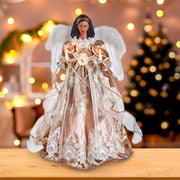 Kurt Adler 16-Inch White/Rose Gold Black Angel Tree Topper
