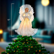 Kurt Adler 16-Inch Ivory/Clear Fiber Optic Angel Tree Topper