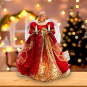 Kurt Adler 14-Inch UL 10-Light Red and Gold Angel Tree Topper