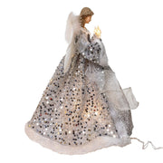 Kurt Adler 14-Inch UL 10-Light Silver and Ivory Angel Tree Topper