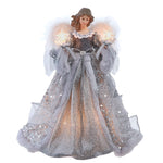 Kurt Adler 14-Inch UL 10-Light Silver and Ivory Angel Tree Topper