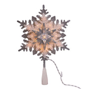 Kurt Adler 13.75-Inch UL 20-Light Silver and White Glittered Snowflake Tree Topper