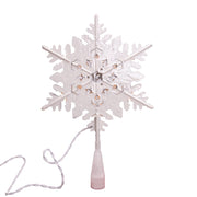 Kurt Adler 13.75-Inch UL 20-Light Silver and White Glittered Snowflake Tree Topper