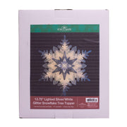 Kurt Adler 13.75-Inch UL 20-Light Silver and White Glittered Snowflake Tree Topper