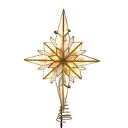 Kurt Adler 10.5-Inch 10-Light LED Capiz Bethlehem Star Tree Topper