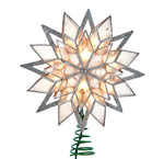Kurt Adler 10-Light 8-Point Silver Glitter Capiz Star Tree Topper