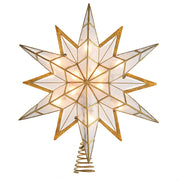 Kurt Adler 14-Inch UL 10-Light Capiz Star With Gold Glitter Finish Tree Topper