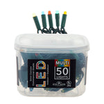 Kurt Adler festive 25.5-Foot UL 50-Light Convex Multicolor 5MM LED Green Wire Light Set.