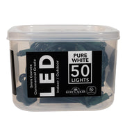 Kurt Adler 25.5-Foot UL 50-Light Convex Pure White 5MM LED Green Wire Light Set