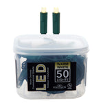 Kurt Adler 25.5-Foot UL 50-Light Convex Warm White 5MM LED Green Wire Light Set