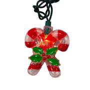 Kurt Adler 10-Light Candy Cane with Holly Leaves and Berries Light Set