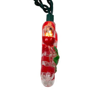 Kurt Adler 10-Light Candy Cane with Holly Leaves and Berries Light Set