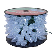 Kurt Adler 50-Foot UL 100-Light Cool White LED Faceted C9 Green Wire String Lights