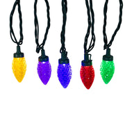 Kurt Adler 50-Foot UL 100-Light Multicolor LED Faceted C9 Green Wire String Lights