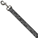 Dog Leash - Floral Paisley2 Black/White
