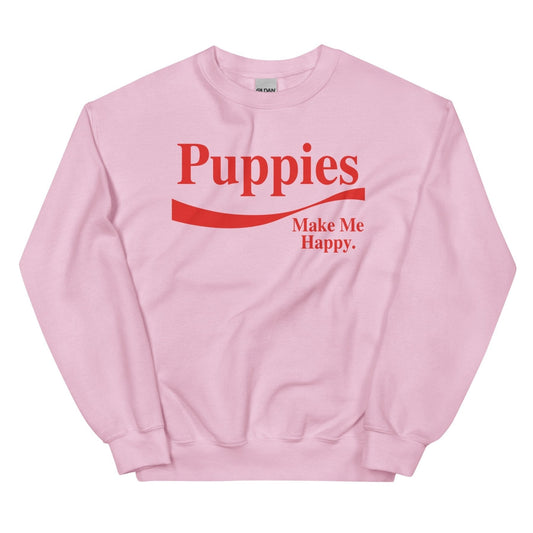Enjoy Puppies Make Me Happy | Unisex Sweatshirt | Red Font