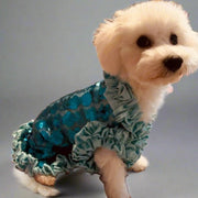 C’Mimi Designer Couture Shimmering Blue Dog Party Dress