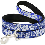 Dog Leash - Hibiscus Blue/White