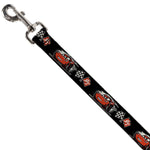 Dog Leash - Cars 3 Lightning McQueen Caricature/Race Flags Black/White/Red