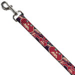 Dog Leash - Angry Bunnies CLOSE-UP Purple/Red/Blue